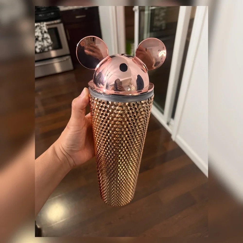 Starbucks Rose‎ Gold Tumbler with Mickey Ear Lid